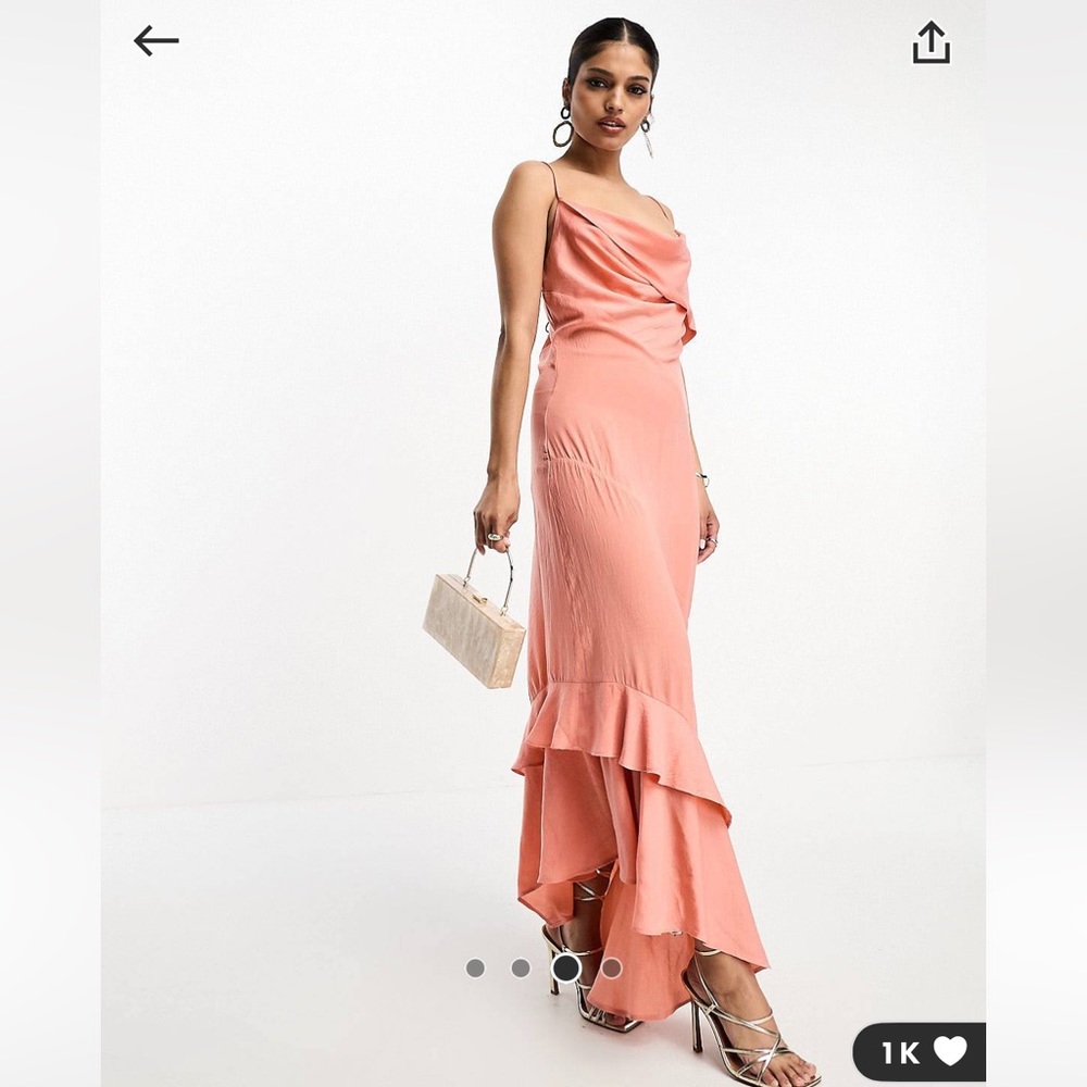 Satin asymmetric hem slip dress